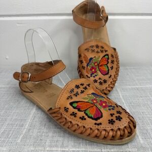 Butterfly Hummingbird Huarache Sandals Leather Made in Mexico Size 26 8 9